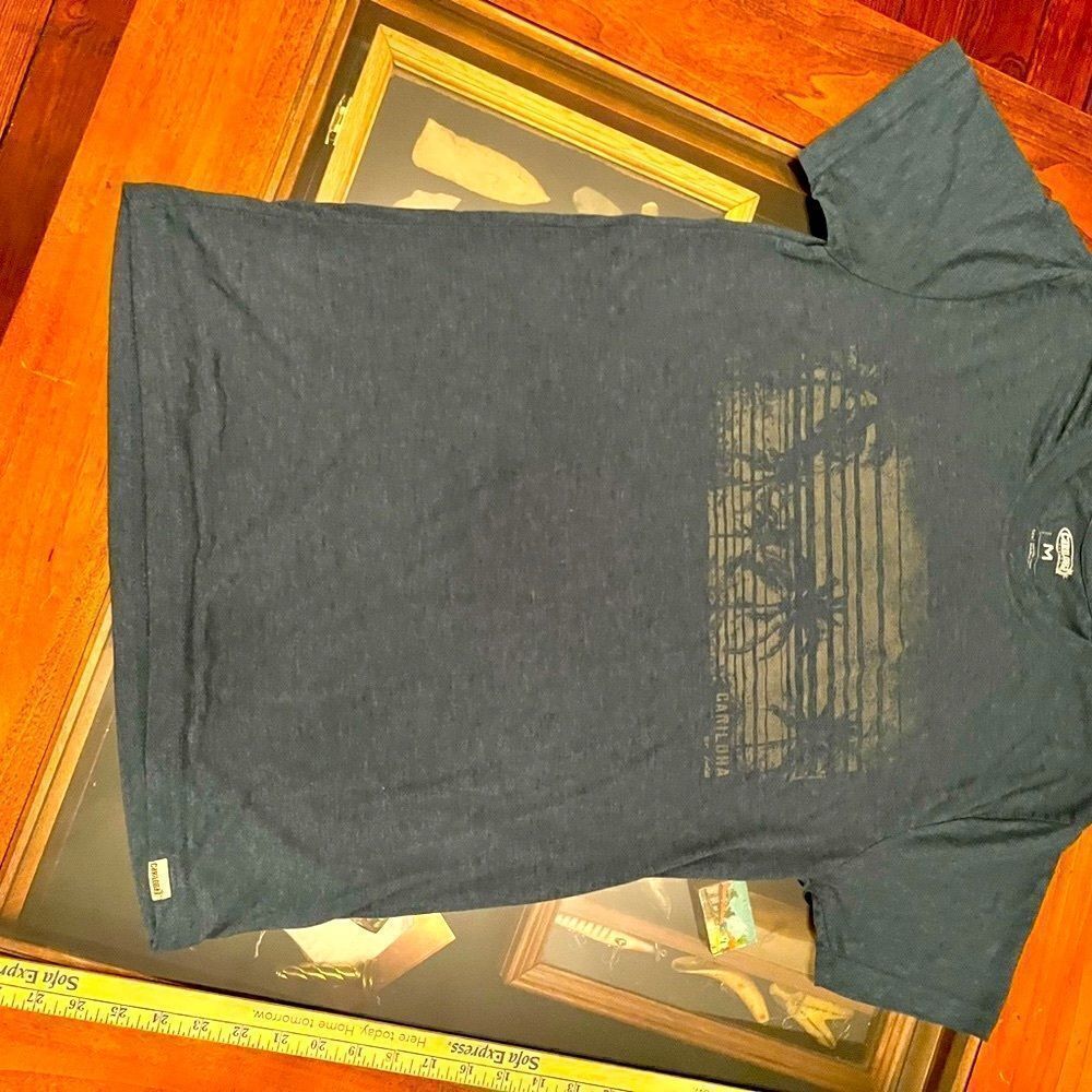 Cariloha Medium Blue Shirt Mens Palm Trees Vintage Look